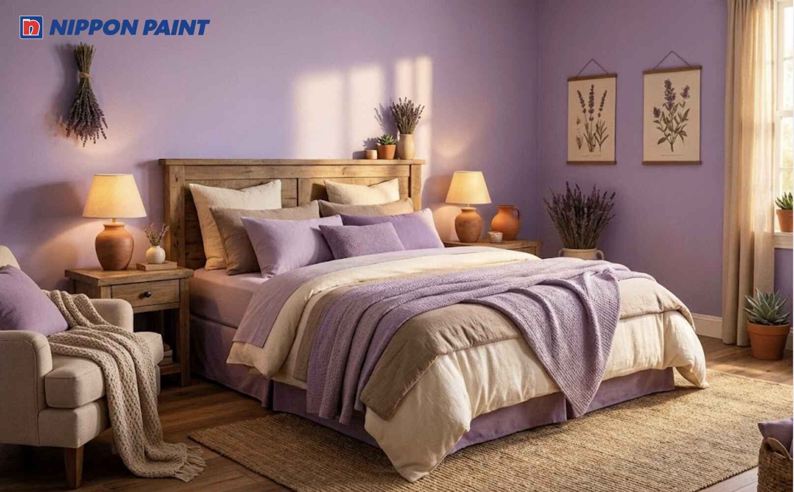 Tím oải hương làm màu chủ đạo giúp ổn định cảm xúc, cân bằng năng lượng Hoả