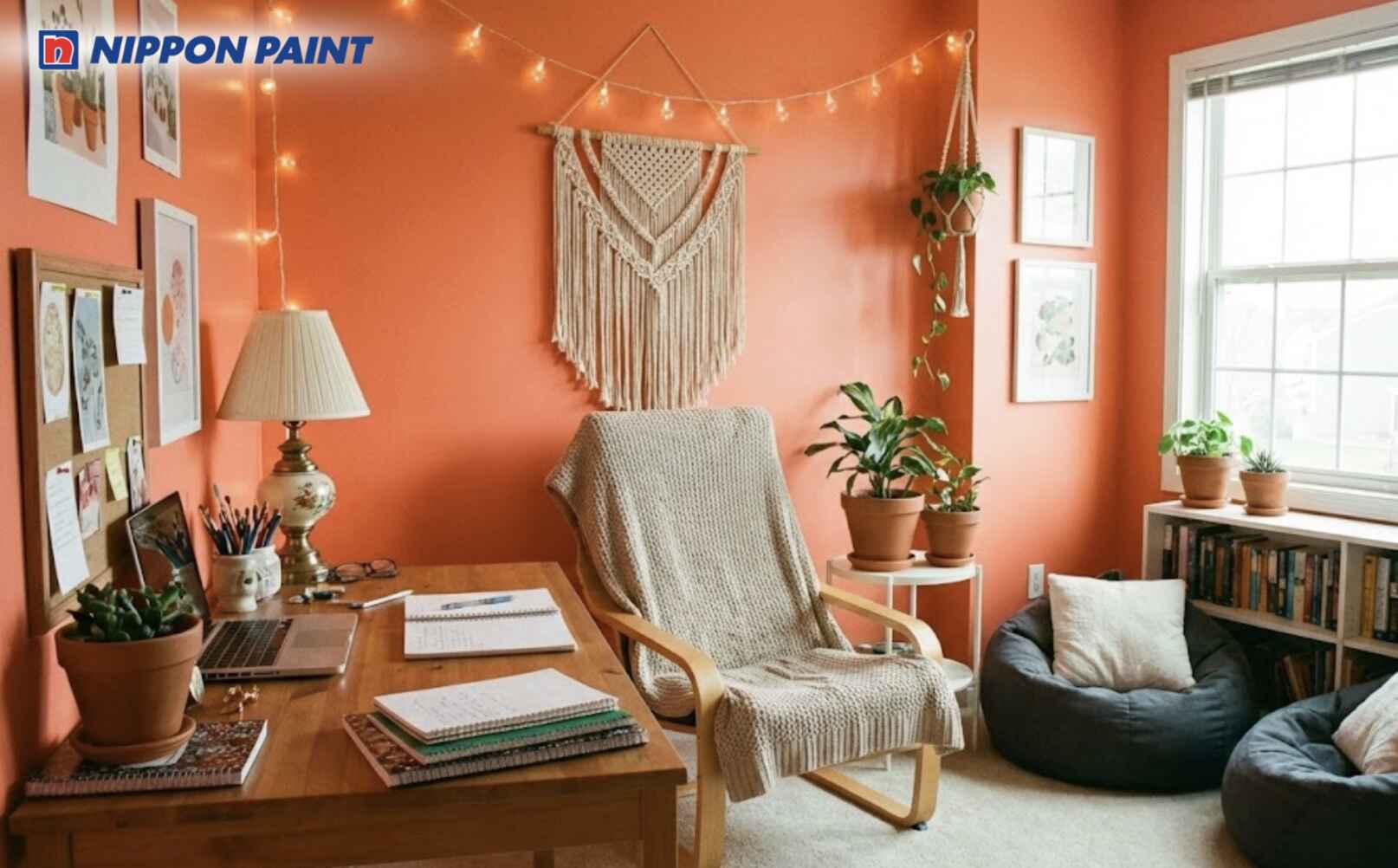 Sơn tường phòng học màu cam san hô giúp kích thích tư duy, tăng khả năng tập trung