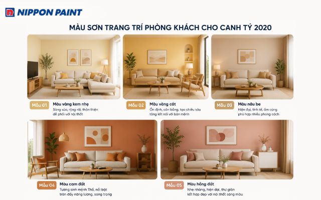 Nippon Paint gợi ý màu sơn phòng khách cho Canh Tý 2020