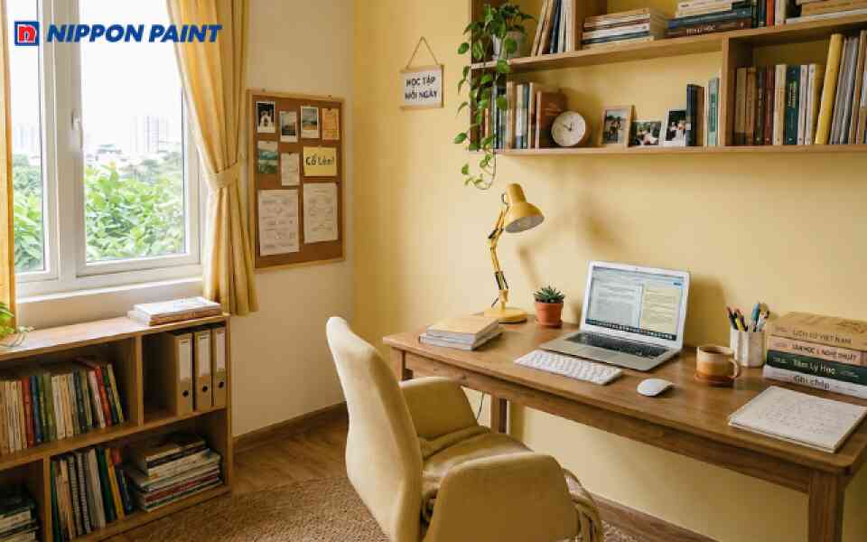 Gam màu vàng nhạt giúp tăng khả năng tập trung và sáng tạo cho bé
