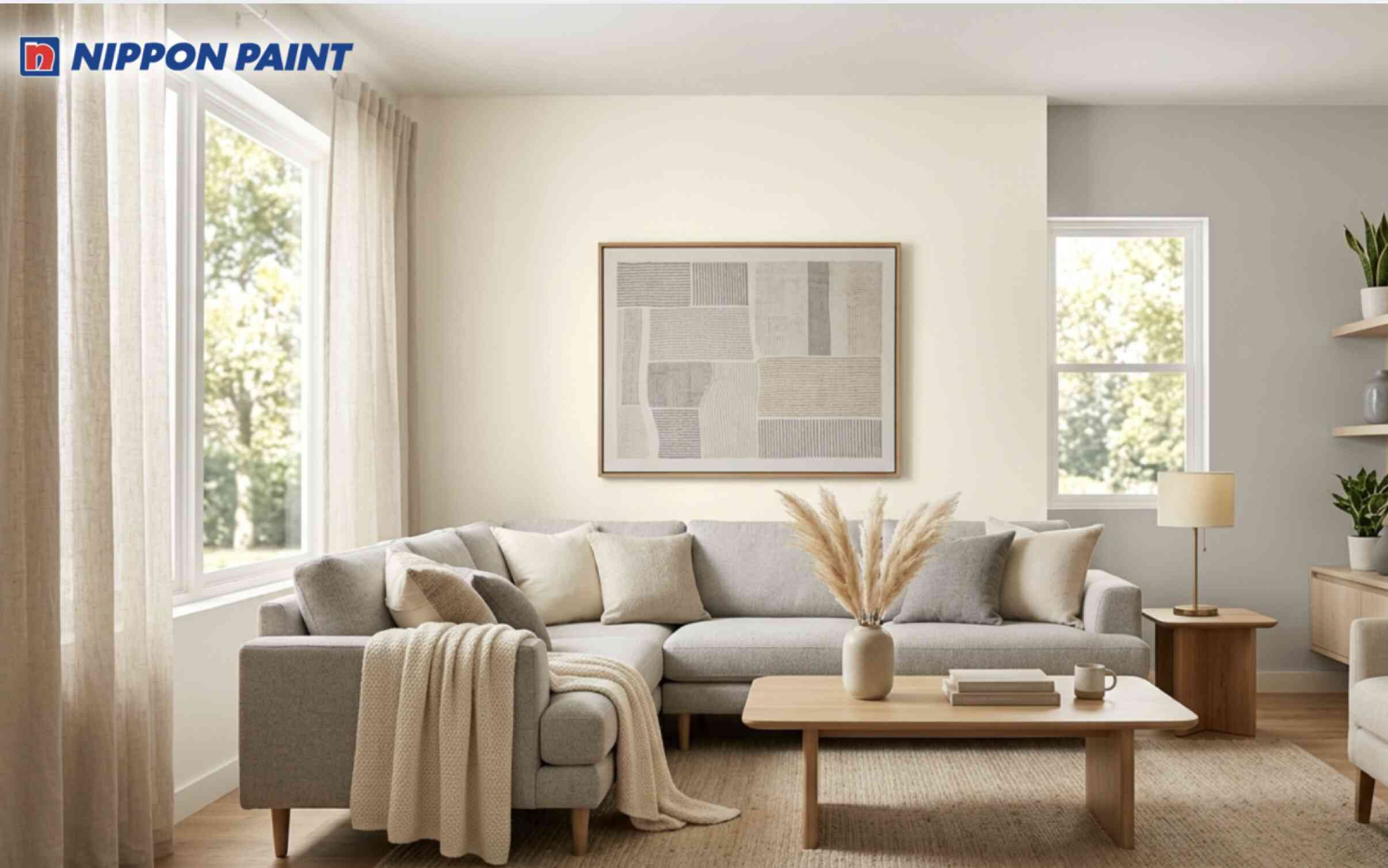 Trắng ngà kết hợp xám nhạt mang đến vẻ đẹp hiện đại