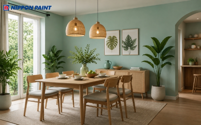 Màu xanh pastel phòng ăn hợp tuổi Quý Mão