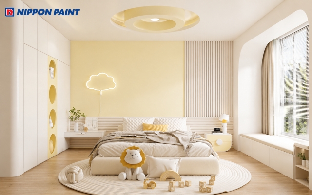 Màu vàng pastel phòng ngủ trẻ em giúp tăng sinh khí và hợp mệnh Kim 2023