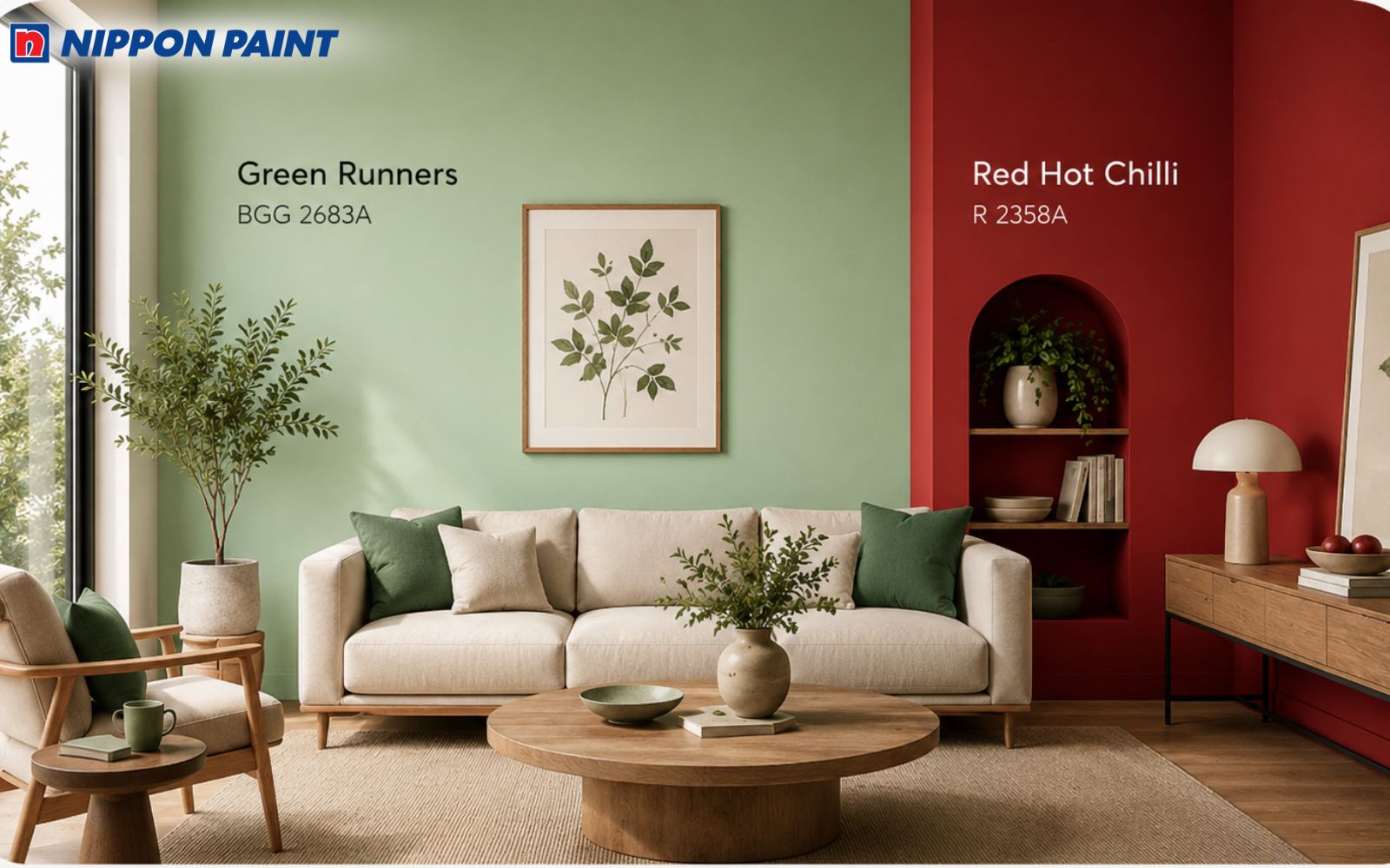 Phối màu sơn xanh lá Green Runners và đỏ Red Hot Chilli tương phản