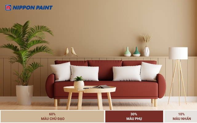 Quy tắc phối màu 60 - 30 - 10 giúp giữ cân bằng không gian