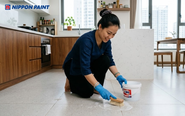 Làm sạch vết sơn ở khe nhỏ dễ dàng chỉ với bàn chải mềm và vài thao tác nhẹ nhàng