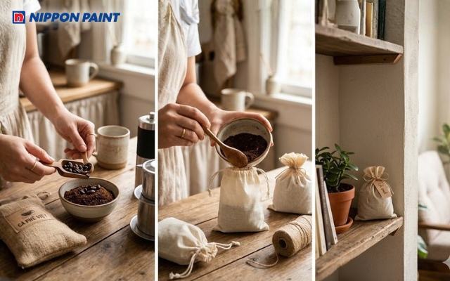 Khử mùi sơn tường nhà mới bằng cà phê, đơn giản, dễ làm và giúp không gian dễ chịu hơn