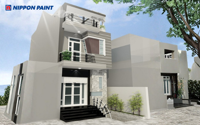 Nhà ống màu ghi mang vẻ đẹp hiện đại và giúp không gian rộng hơn