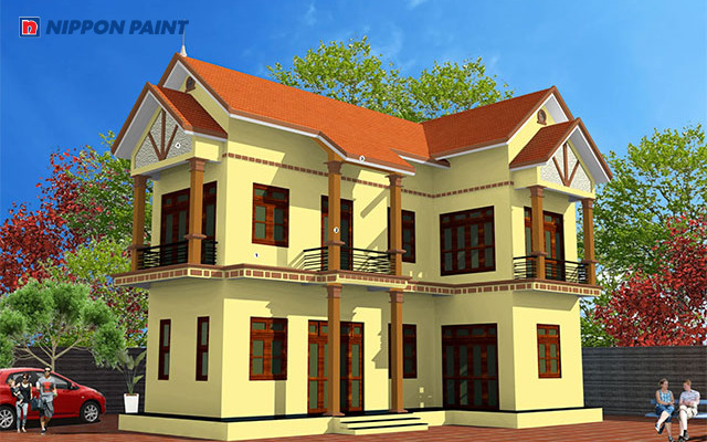 Kết hợp màu đối lập tạo điểm nhấn và làm nổi bật kiến trúc