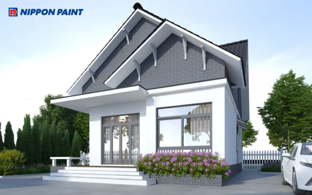 Kết hợp trắng và xám tạo cảm giác ngoại thất thanh thoát và sang trọng