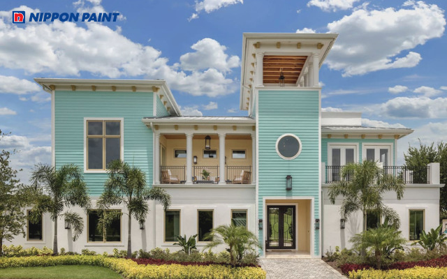 Gam xanh ngọc và trắng mang đến ngoại thất mát mẻ và thanh lịch