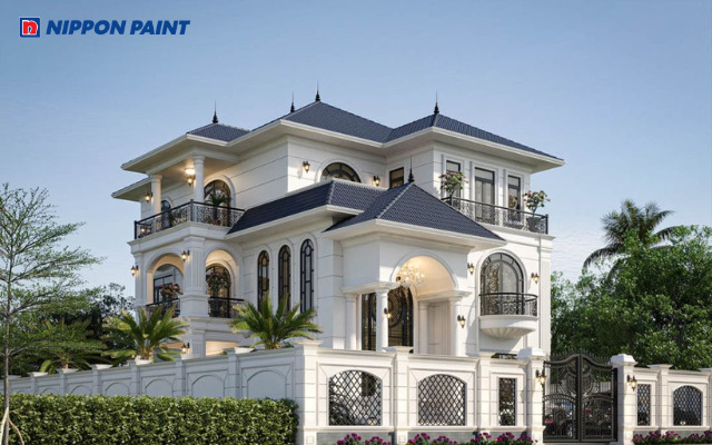 Biệt thự sơn màu trắng sẽ toát lên vẻ trẻ trung, tươi mới, tinh tế nhưng vẫn sang trọng