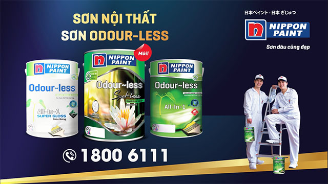 Dòng sơn cao cấp nội thất Nippon Odour-less an toàn cho sức khỏe, chống bám bẩn, chùi rửa vượt trội đang rất được tin dùng