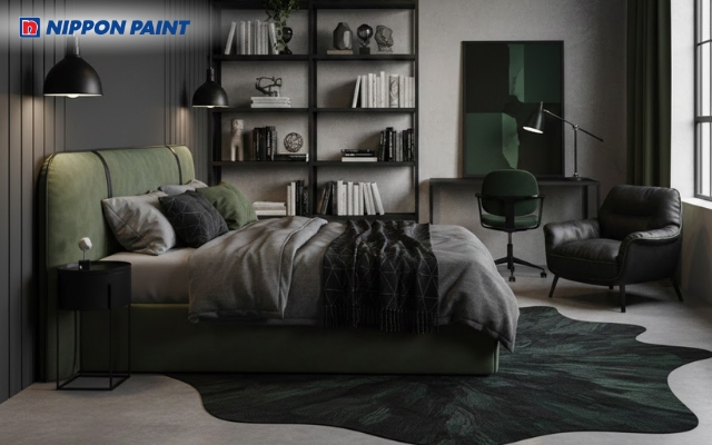 Gam màu xanh rêu, ghi, đen tạo cảm giác mạnh mẽ