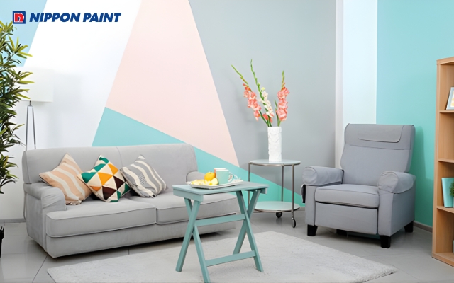 Gam màu Lovey Jade, Snowscape, Blue Glow và Tame Blue phối nội thất xám, mang lại không gian tinh tế, sang trọng