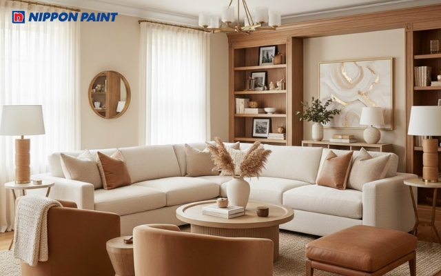 Gam màu ấm như kem - be - nâu mang lại cảm giác gần gũi