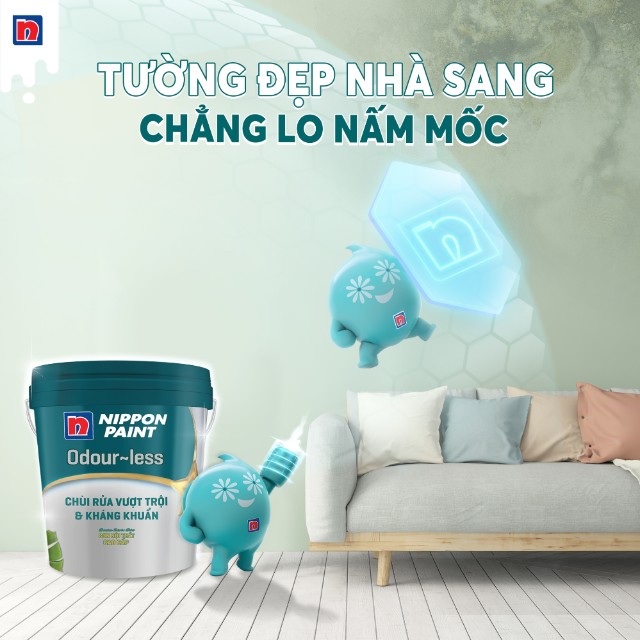 Sơn Nippon Odour-less với đặc tính kháng khuẩn và chùi rửa vượt trội