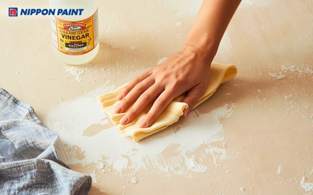 Sử dụng giấm để đánh bay các vết sơn mới trên sàn nhà