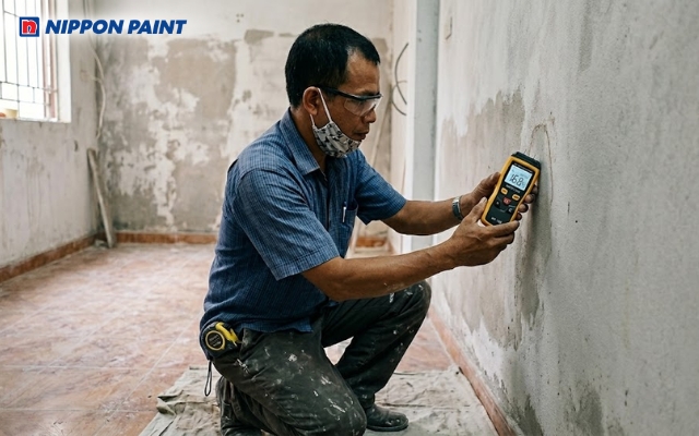 Độ ẩm có ý nghĩa rất quan trọng đối với quá trình hoàn thiện bước sơn nhà