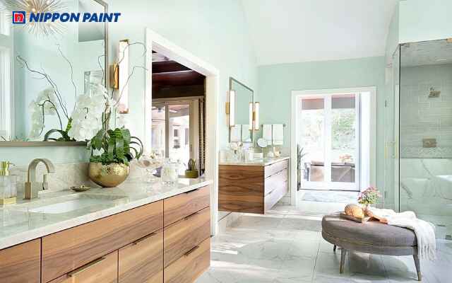 Bảng màu trắng, xanh mint, be nhạt mang cảm giác tươi mới và thư giãn