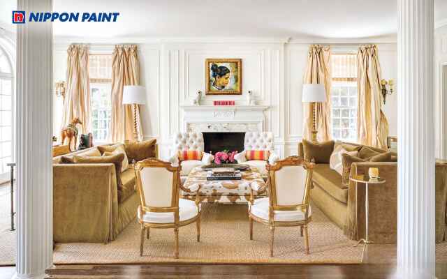 Trắng vàng kim mang đến phòng sáng bừng, sang trọng và thanh lịch