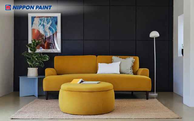 Kem, đen, vàng mustard tạo phòng năng động, hiện đại và nổi bật