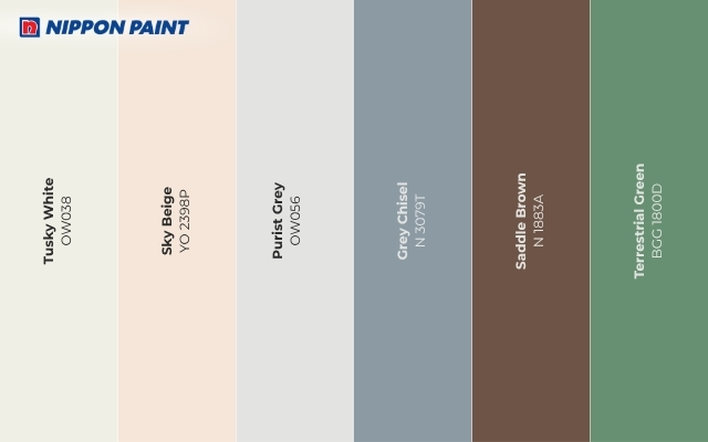Bảng màu trung tính và màu thiên nhiên thường dùng cho mặt tiền nhà cấp 4 tại Nippon Paint