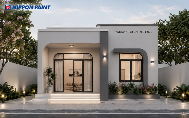 Khung cửa vòm mềm mại nổi bật trên nền tường Italian Suit (N 3088P) tối giản