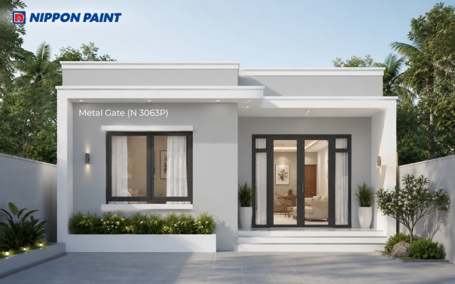 Khung cửa đen tạo điểm tương phản rõ trên nền Metal Gate (N 3063P)