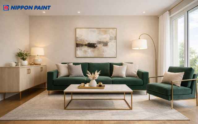 Sự kết hợp giữa màu be và chất liệu gỗ tạo nên không gian ấm áp, gần gũi