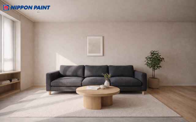 Phong cách tối giản với tường Greige phẳng mịn, làm nổi bật đường nét tinh giản của nội thất