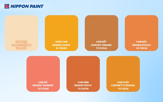 Các sắc thái màu cam đa dạng phù hợp nhiều phong cách thiết kế khác nhau