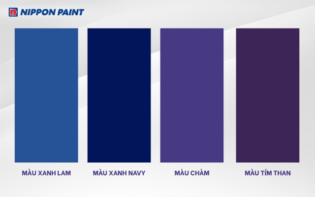 Sự khác biệt giữa màu chàm, xanh navy, xanh lam và tím than