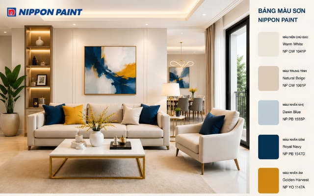 Phòng khách nổi bật mang lại sự ấm cúng