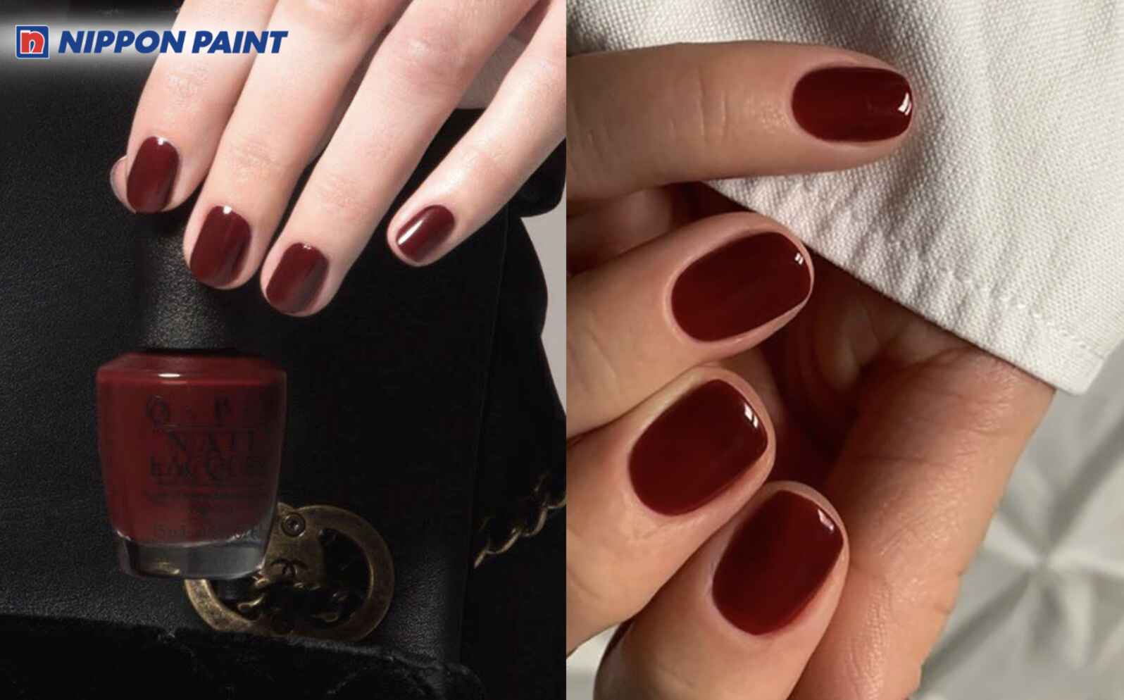 Đỏ đô ứng dụng cho màu sơn móng tay giúp tăng cảm giác cao cấp