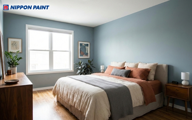 Phòng ngủ sơn màu ghi sẽ giúp giấc ngủ sâu và ngon hơn