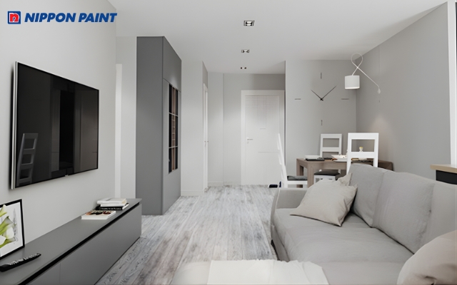 Ghi - trắng là sự kết hợp mang lại không gian sạch sẽ, sáng sủa