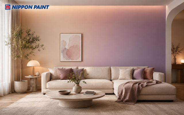 Điều chỉnh độ sáng tối của dài màu gradient giúp không gian sống hài hòa hơn