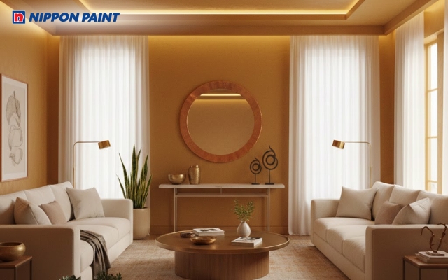 Màu sơn hổ phách hợp gia chủ mệnh Thổ và Kim theo phong thủy nhà ở