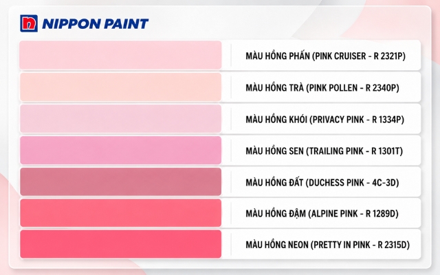 Màu hồng có rất nhiều các sắc thái khác nhau