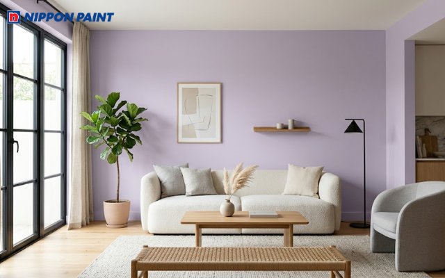 Không gian tối giản đi cùng Lilac giúp tổng thể gọn gàng và thanh thoát