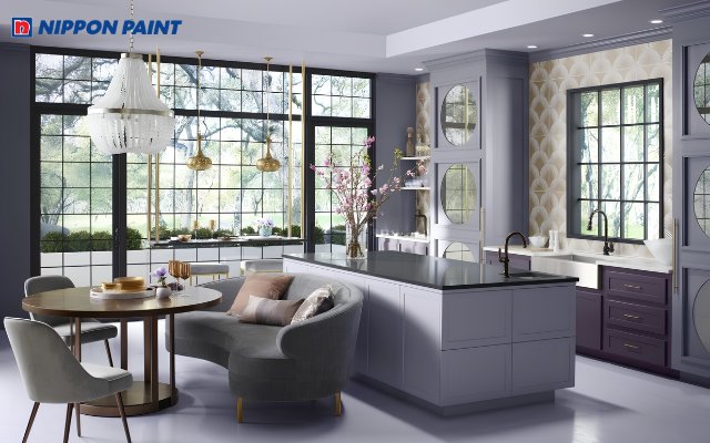 Ghi xám đi cùng Lilac đem lại cảm giác sang trọng, trầm tĩnh và hài hòa