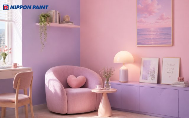Hồng pastel đi với Lilac tạo cảm giác ngọt ngào, mềm mại và đầy lãng mạn