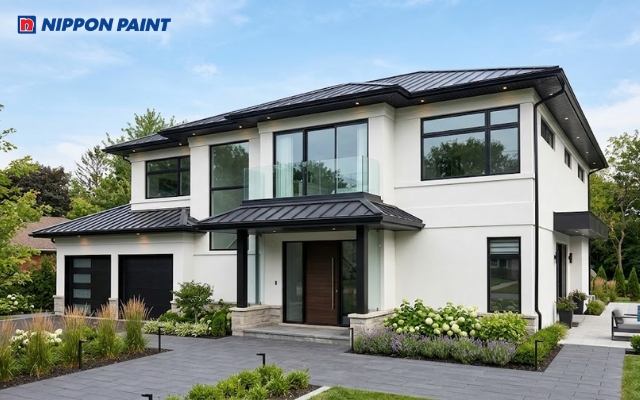 Sơn mặt tiền biệt thự màu trắng (BS 9102) mang đến không gian thanh lịch, trang nhã