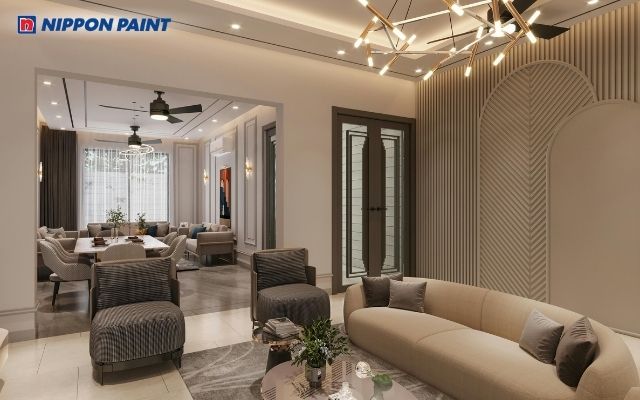 Phối màu nâu be cùng nội thất màu kem giúp không gian trở nên sang trọng và hiện đại hơn