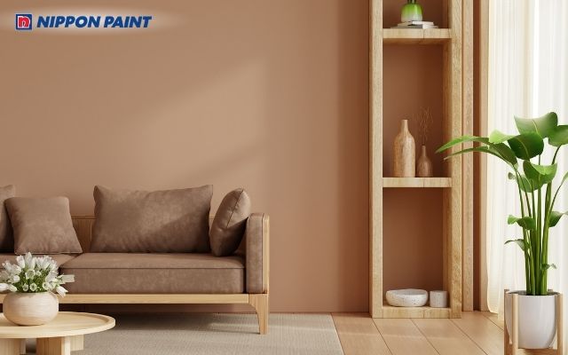 Sử dụng sơn nâu pastel trong phòng khách mang lại cảm giác ấm cúng và gần gũi