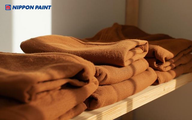 Màu nâu đất được ứng dụng rộng rãi trên quần áo, giày dép, phụ kiện thời trang