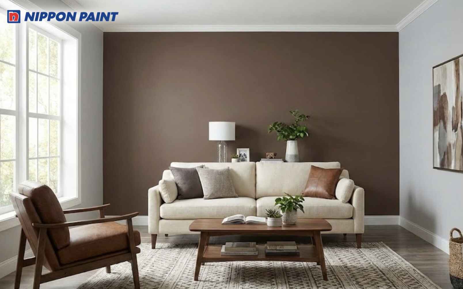 Nâu mocha đi cùng xám nhạt phù hợp với phong cách hiện đại, tối giản