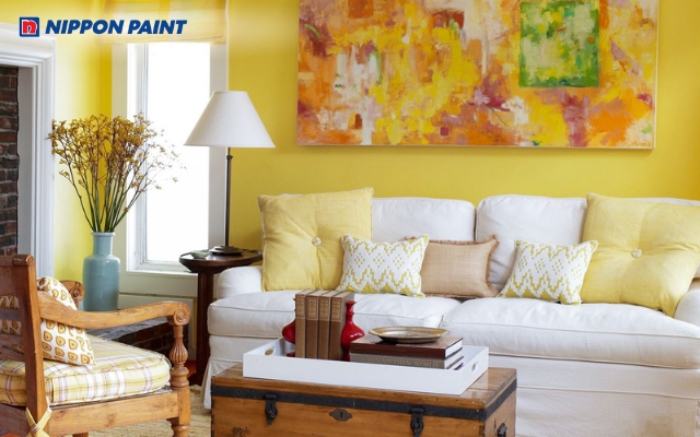 Sơn nhà tông màu vàng kem mang lại nguồn năng lượng tích cực giúp căn phòng luôn rạng rỡ tươi mới