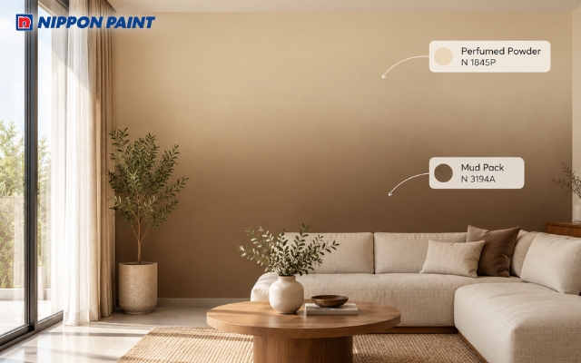 Ombre nâu - be tạo lớp nền ấm, đồng điệu với nội thất gỗ sáng màu